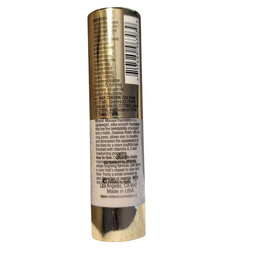 Milani Minerals Mousse Foundation 303 Creamy Natural Oil Free Silky‎ Soft Finish